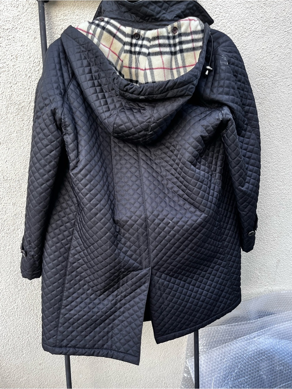 Burberry Black Quilted Hooded Trench Coat with Signature
Check Lining - Picture 14 of 15